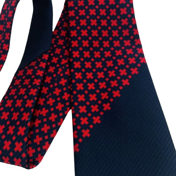 Andr'e Patric Jewel Collection Tie Navy Red Geo Vintage Mens Necktie Tie Wide - Picture 2 of 7
